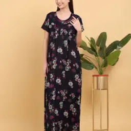 sweet dreams Women Floral Print Scoop-Neck Nightie-picture-0