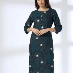 Women Floral Print Straight Kurta-image-7
