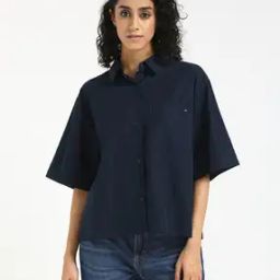 Women Poplin Boxy Fit Shirt with Patch Pocket-image-13