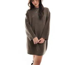 Crew-Neck Mini Dress with Wide Cuff-image-51
