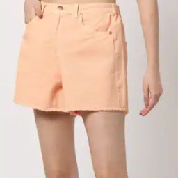 Denim Shorts with Frayed Hems-picture-0