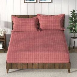 130 GSM Checked King-Size Bedsheet with Pillow Covers-image-97
