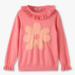 Girls Regular Fit Sweater with Floral Applique-picture-39