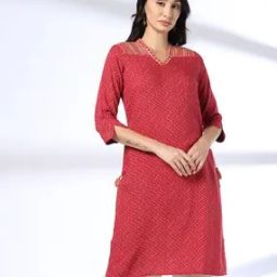 Women Chevron Print Straight Kurta-picture-10