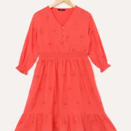 Women Schiffli Embroidered Relaxed Fit Tunic-image-58