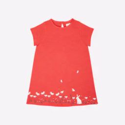Heathered Shift Dress with Printed Hemline-picture-13