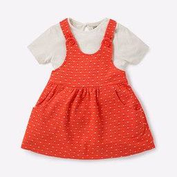 Embroidered Pinafore Dress with Top Set-image-48