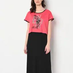 Cotton Nightgown with Printed T-Shirt-image-50
