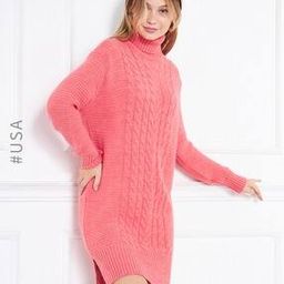 Cable-Knit Bodycon Sweater Dress-image-61
