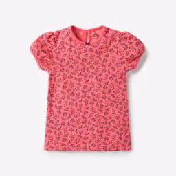 Floral Print Crew-Neck Top with Puffed Sleeves-picture-42