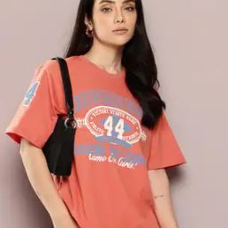 Women Short Sleeve Oversized Printed T-shirt-image-47