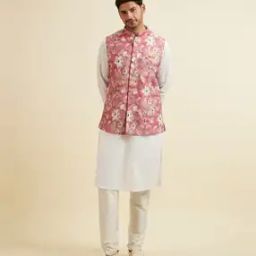 Men Floral Pattern Nehru Jacket with Button-Closure-image-45
