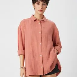 mystere paris Women Oversized Fit Shirt with Cutaway Collar-picture-42