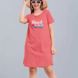 Women Typographic Print Cotton Nightshirt-image-83