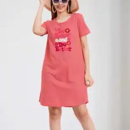 Women Typographic Print Cotton Nightshirt-picture-23
