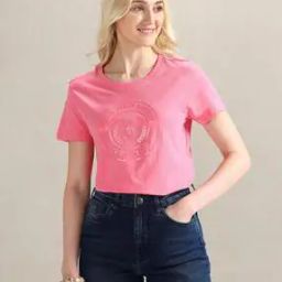 Women Logo Print Regular Fit Round-Neck T-Shirt-image-94