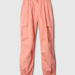 Relaxed Fit Lightly Washed Pull-On Parachute Pants-image-1