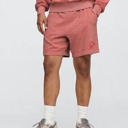 Solid Oversize Pull On Shorts with Logo Placement-picture-16