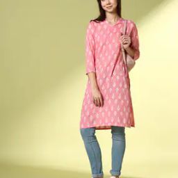 Women Leaf Print Straight Kurta-image-20