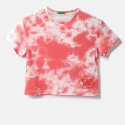 united colors of benetton Tie & Dye Round-Neck Crop T-Shirt-picture-18