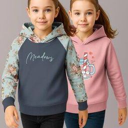 hellcat Girls Pack of 2 Floral Print Regular Fit Hoodies-picture-4