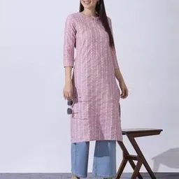 revangi Women Straight Kurta with Woven Motifs-picture-48