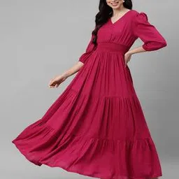 raiyani enterprise x ag Women V-Neck Tiered Dress -picture-4