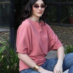zilcon Women Patterned Oversized Top with Batwing Sleeves-picture-18