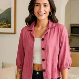 leia Women Regular Fit Shirt with Cuban Collar-picture-15
