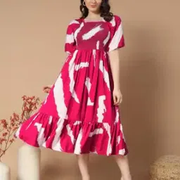 zwerlon x ag Women Printed Square-Neck Tiered Dress-picture-25