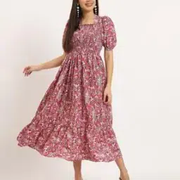 zwerlon x ag Women Floral Print Square-Neck Fit & Flare Dress-picture-17