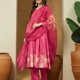 janasya Women Floral Anarkali Kurta Set-picture-34