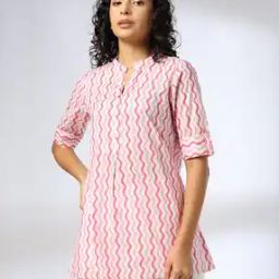 Women Chevron Print A-Line Kurti-image-96