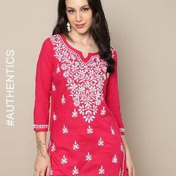 Women Hand Embroidered Lucknowi Chikankari Kurta-image-32