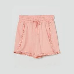 Shorts with Frayed Hemline-image-0