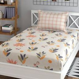 125 GSM Floral Print Single Bedsheet with Pillow Cover-image-99