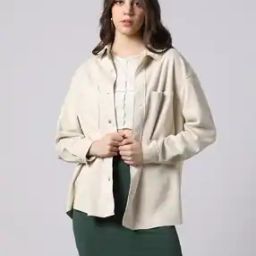 Women Shacket with Patch Pockets-image-58