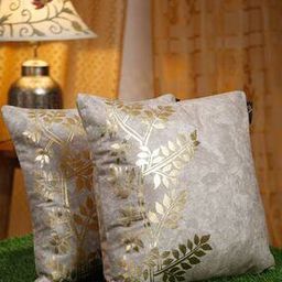 Pack of 2 Leaf Print Cushion covers 16" x 16"-image-0