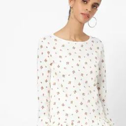 Floral Print Top with Flounce Sleeves-image-79