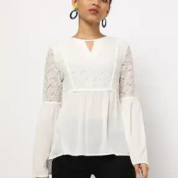 Top with Lace Bodice & Neckline Cutout-picture-16