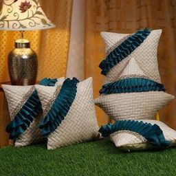Pack of 5 Quilted Cushion Covers with Frills 16" x 16"-23