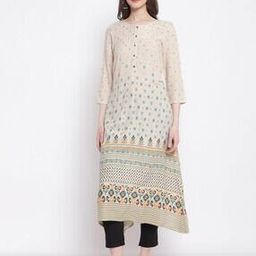 Geometric Print Round-Neck A-Line Kurta-picture-21