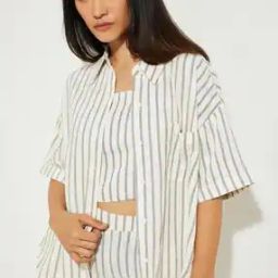 ALAYA F x URBN Max Women Embroidered Striped Oversized Shirt-image-20