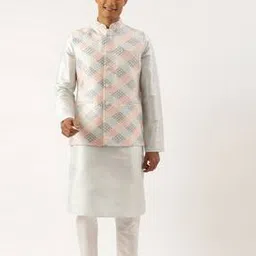 Men Embellished Nehru Jacket with Welt Pockets-image-80