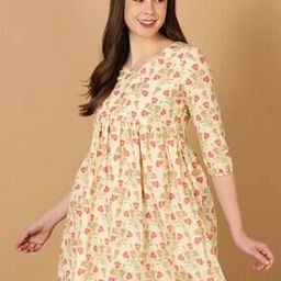 Women Floral Print Flared Kurti-image-44