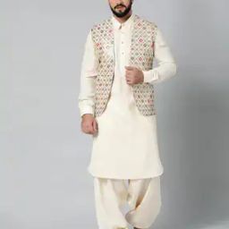 Men Embroidered Nehru Jacket with Mandarin Collar-image-38