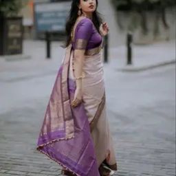 Women Banarasi Silk Saree with Contrast Border-image-65