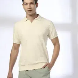 Men Self-Weaved Regular Fit Polo T-Shirt-image-76