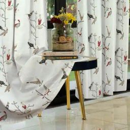cortina eyelet curtain Set of 2 Printed Eyelet Window Curtains image 1