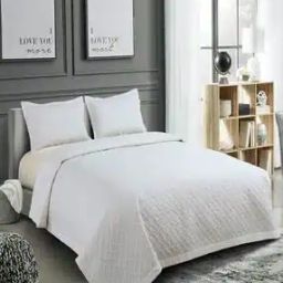 280 TC Quilted Double Bed Cover with Pillow Covers-12